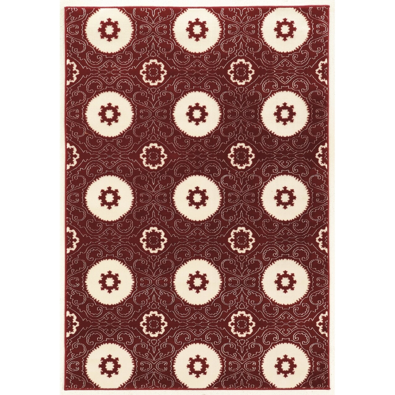 Prisma Karma Red Area Rug 8X10 Flat Finish Faux Silk Modern Design